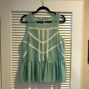 Embellished green peplum tank